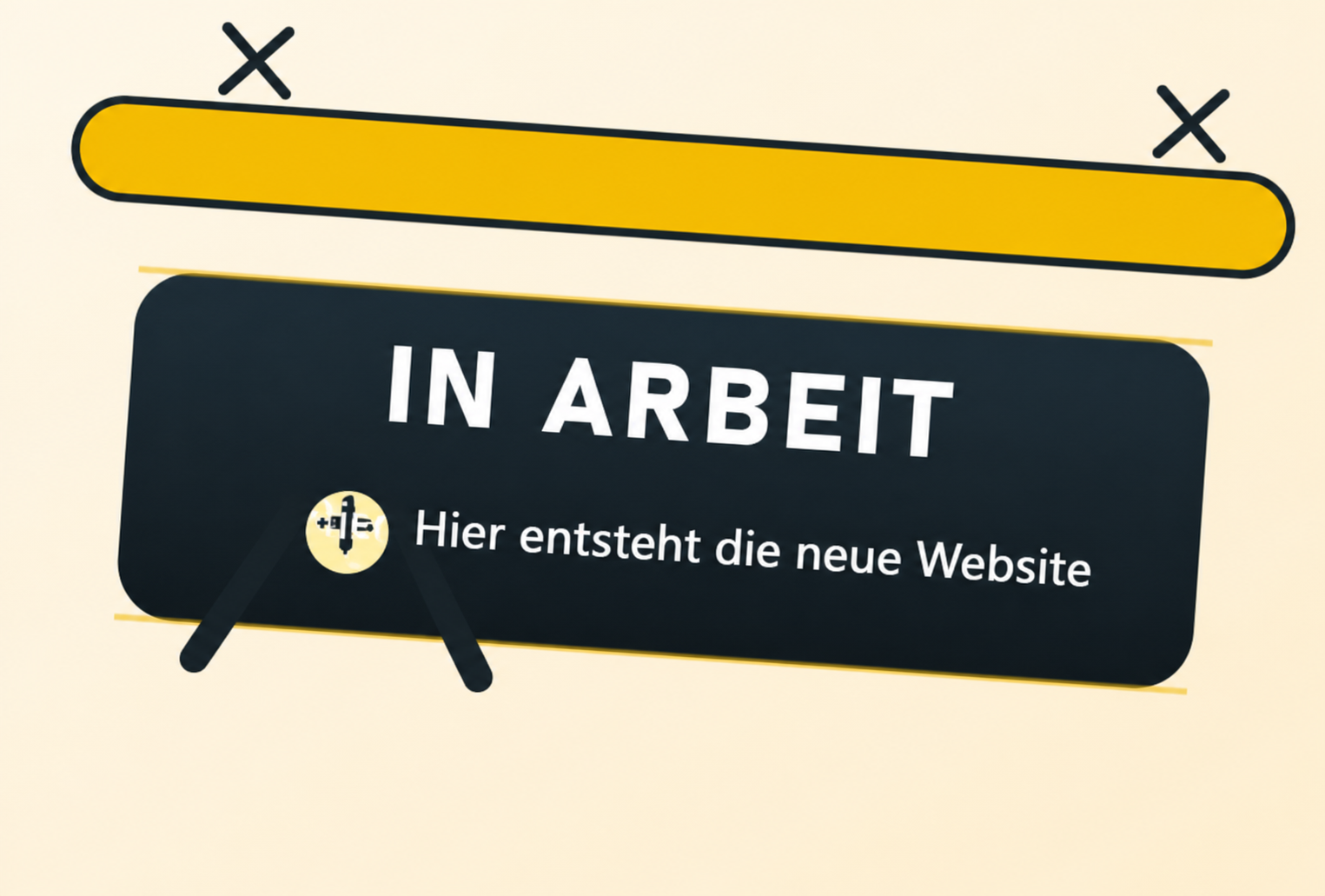 Baustellenschild mit dem Hinweis In Arbeit und dem Text Hier entsteht die neue Website
